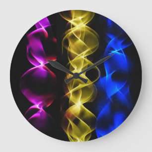 Grande Horloge Ronde Colorful Ribbons Of Light Wall Clocks