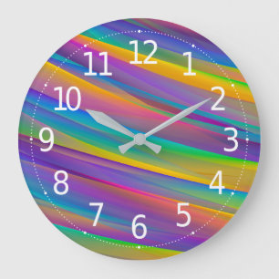 Grande Horloge Ronde Colorful Vintage Spectrum Waves Wall Clock