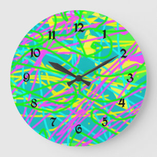 Grande Horloge Ronde Coloriez Mes Rêves Motif Gribouillage Expressif Ar