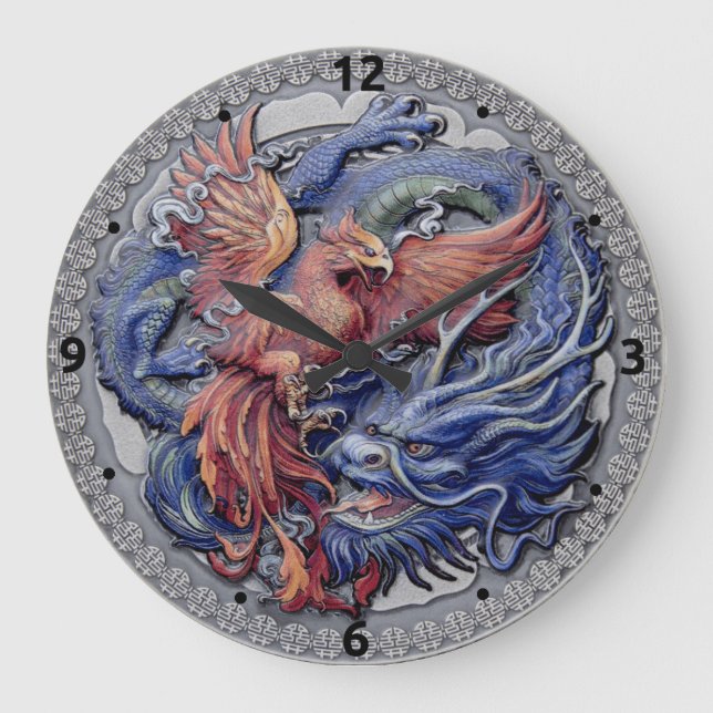 Grande Horloge Ronde Combat de dragon (Recto)