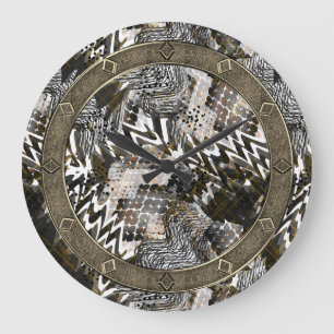 Grande Horloge Ronde Combiné, ethnique, africain.