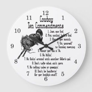 Grande Horloge Ronde Commandements Cowboy 10