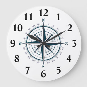Grande Horloge Ronde Compas étoilé directionnel avec degrés