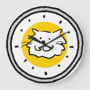 Grande Horloge Ronde Composez avec chat souriant