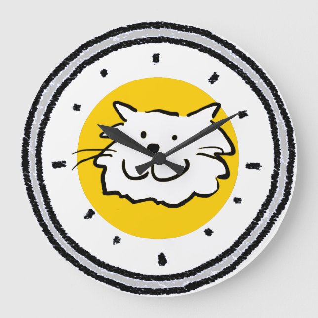 Grande Horloge Ronde Composez avec chat souriant (Recto)