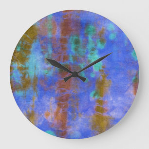 Grande Horloge Ronde Composition #9 en colorant de cravate par Michael