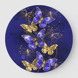 Grande Horloge Ronde Composition avec papillons Sapphire