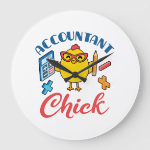 Grande Horloge Ronde Comptable Chick Accounting CPA Graduation Women