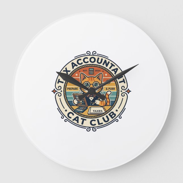 Grande Horloge Ronde Comptable fiscal chat mignon kitty design - Compte (Recto)