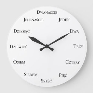 Grande Horloge Ronde Compte en langue polonaise