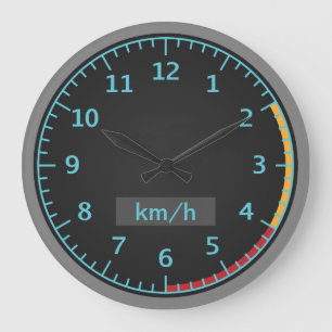 Grande Horloge Ronde Compteur de vitesse bleu et noir