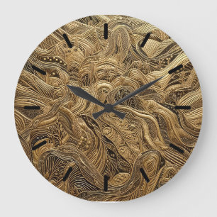 Grande Horloge Ronde Conception abrégée en or Dimensional avec Tics