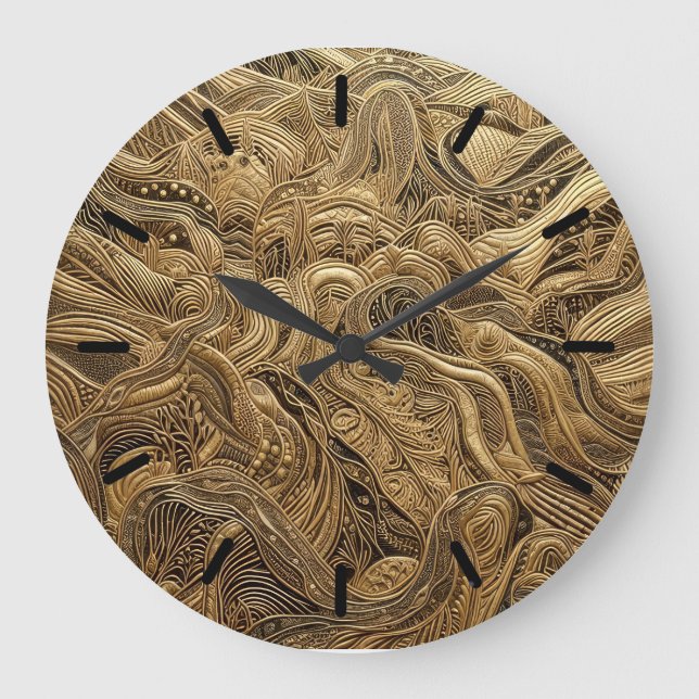 Grande Horloge Ronde Conception abrégée en or Dimensional avec Tics (Recto)