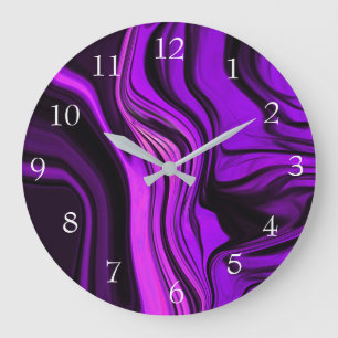 Grande Horloge Ronde Conception abstraite violette