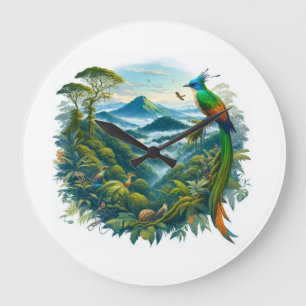 Grande Horloge Ronde Conception captivante de forêts de nuages