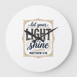 Grande Horloge Ronde Conception chrétienne Laissez votre lumière brille