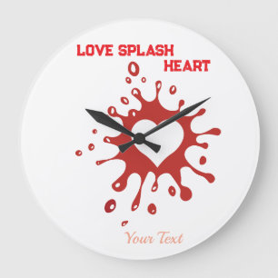 Grande Horloge Ronde Conception d'art Splash Heart – Expression créativ