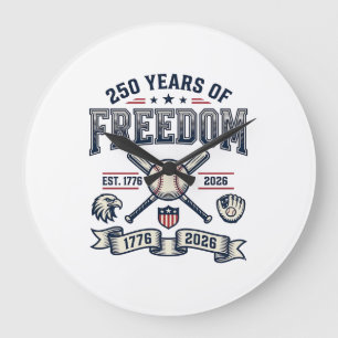 Grande Horloge Ronde Conception de baseball patriotique 250 ans de libe