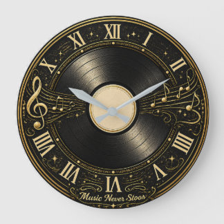 Grande Horloge Ronde Conception de cadran mural avec notes de musique s