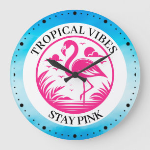 Grande Horloge Ronde Conception de cercle d'été flamant rose-68730