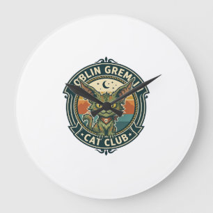 Grande Horloge Ronde Conception de chat mignon de lutin gremlin - Gobel
