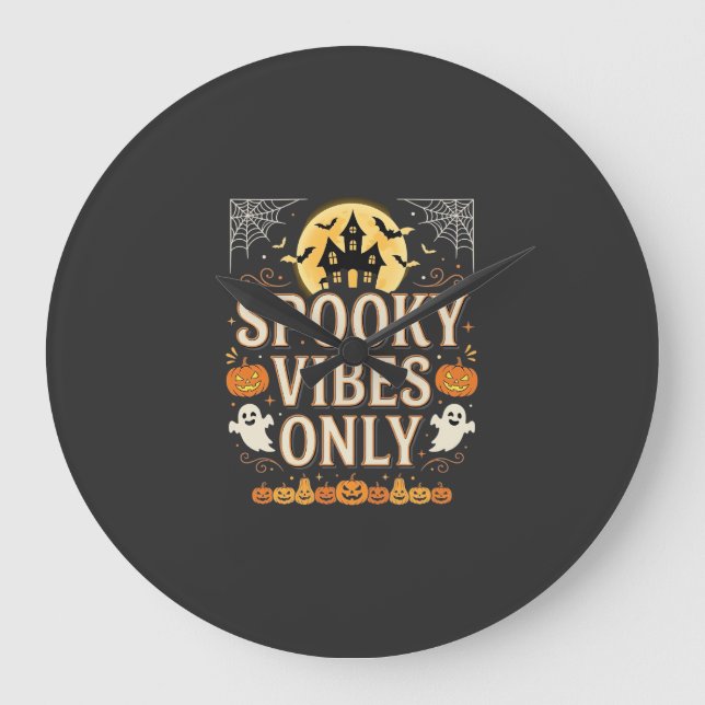 Grande Horloge Ronde Conception de château fantôme Halloween Vibes Somb (Recto)