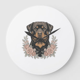 Grande Horloge Ronde Conception de chemise à portrait floral de Rottwei