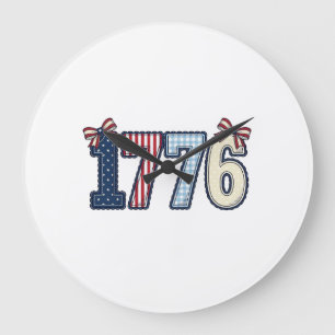Grande Horloge Ronde Conception de chemise à ruban patriotique vintage 