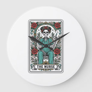 Grande Horloge Ronde Conception de chemise de carte de tarot d'infirmiè
