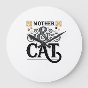 Grande Horloge Ronde Conception de chemise de chat mère vintage pour le