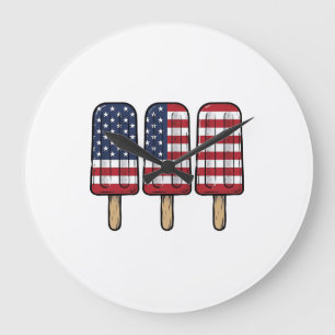 Grande Horloge Ronde Conception de chemise de drapeau de popsicle patri