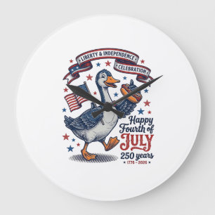 Grande Horloge Ronde Conception de chemise de l'oie vintage du 4 juille