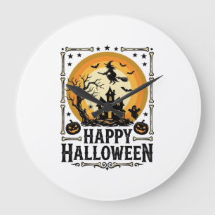 Grande Horloge Ronde Conception de chemise de lune de sorcière de Hallo