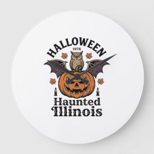 Grande Horloge Ronde Conception de chemise de Père Halloween Vintage Ow
