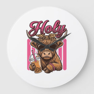 Grande Horloge Ronde Conception de chemise de thé Boba vintage Holy Hig