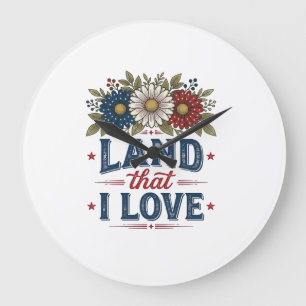 Grande Horloge Ronde Conception de chemise Fleur patriotique Terre que