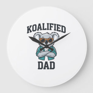 Grande Horloge Ronde Conception de chemise Koalified Papa Mignon Koala 