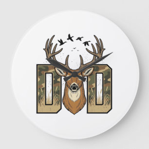 Grande Horloge Ronde Conception de chemise vectorielle Buck Camo Papa c