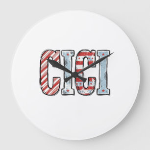 Grande Horloge Ronde Conception de chemise vectorielle de nom CICI patr