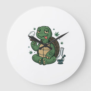 Grande Horloge Ronde Conception de chemise vectorielle tortue stoner vi