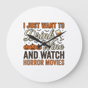 Grande Horloge Ronde Conception de chemise vintage de films d'horreur d