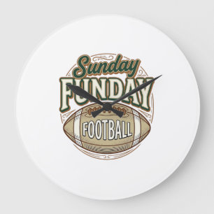 Grande Horloge Ronde Conception de chemise vintage de football Sunday F