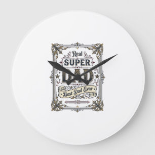 Grande Horloge Ronde Conception de chemise Vintage Super Papa Meilleur