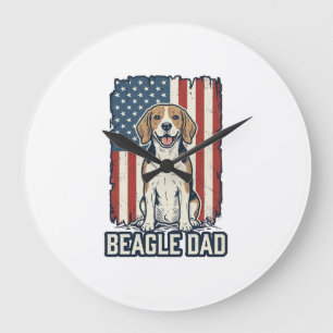 Grande Horloge Ronde Conception de chien de gravure vintage patriotique