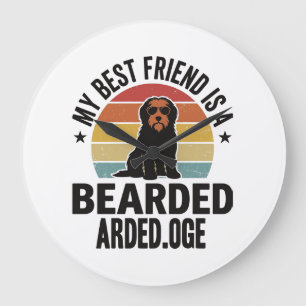 Grande Horloge Ronde Conception de Collie barbu amateur de chien au cou