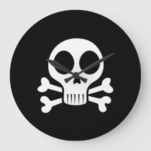 Grande Horloge Ronde Conception de crâne de pirate