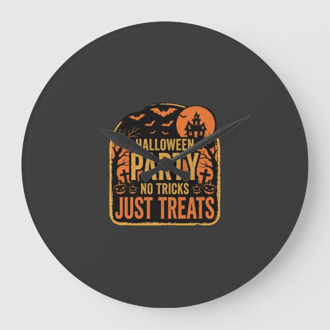 Grande Horloge Ronde Conception de fête d'Halloween sans farces juste d (Recto)