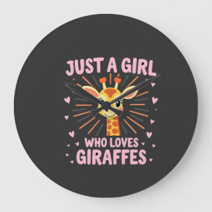 Grande Horloge Ronde Conception de girafe drôle pour femmes filles safa