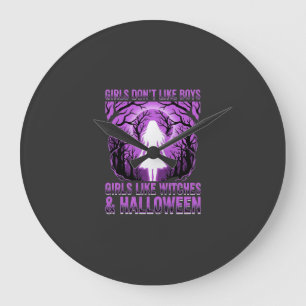 Grande Horloge Ronde Conception de Halloween pour filles comme des sorc