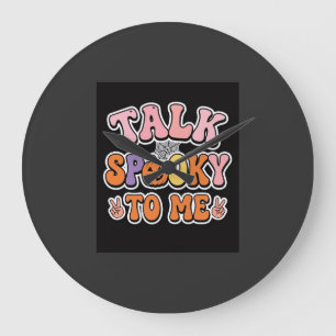 Grande Horloge Ronde Conception de Halloween Spooky Talk Spooky To Me_1